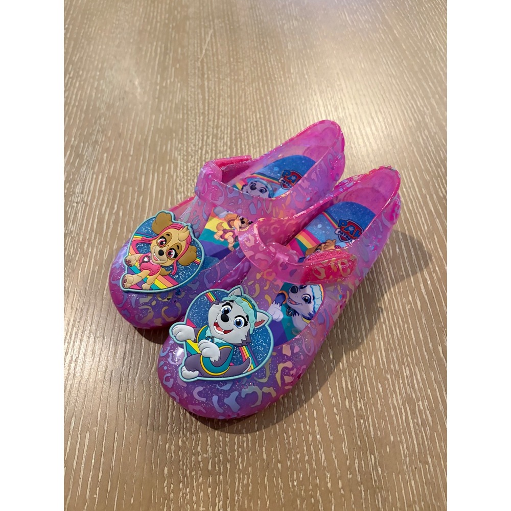 Paw Patrol Girls Pink Glitter Jelly Shoes Skye Everest Mary Jane Flats Size 11